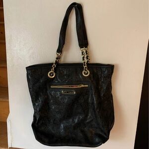 Betsy Johnson Black skull Tote Bag with Gold Accents